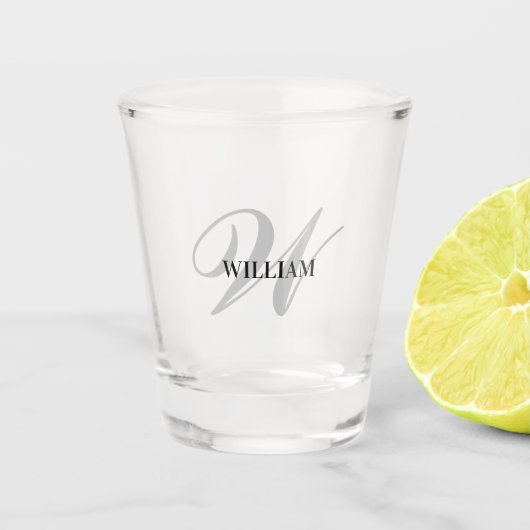 Create Your Own Custom Monogram And Name Black ショットグラス (正面)