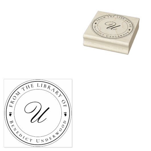Create Your Own Custom Monogram & Ivy Bookplate ラバースタンプ (押印)