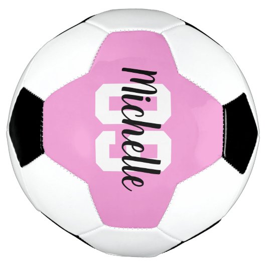 Create Your Own Custom Name Number Pink サッカーボール (回転)