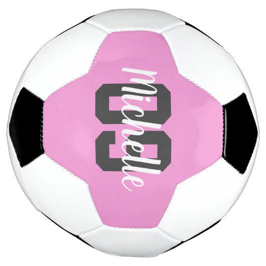 Create Your Own Custom Name Number Pink サッカーボール (回転)