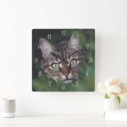 Create Your Own Custom Pet Photo Square Wall Clock スクエア壁時計 (ホーム)