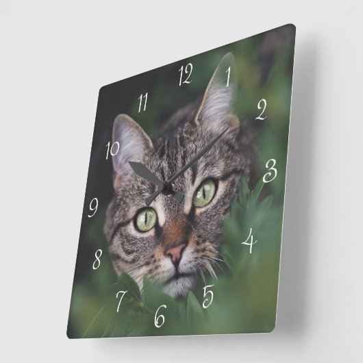Create Your Own Custom Pet Photo Square Wall Clock スクエア壁時計 (傾斜)