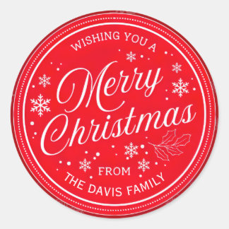 Create your own Custom Red Christmas Sticker ラウンドシール