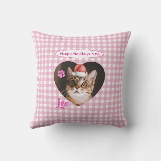 Create Your Own Cute Cat 2 Photo Script Christmas  クッション (裏面)