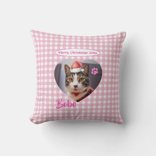 Create Your Own Cute Cat 2 Photo Script Christmas  クッション (正面)