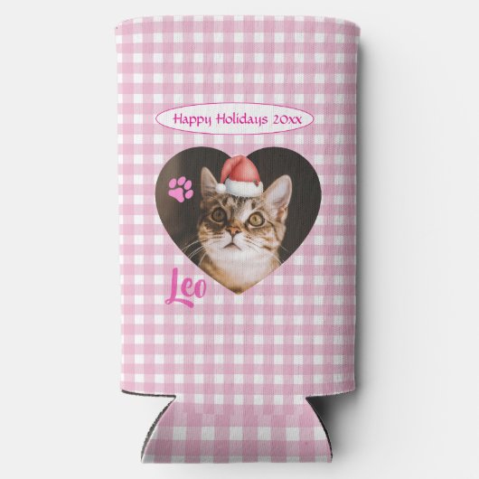 Create Your Own Cute Cat 2 Photo Script Christmas  スリム缶クーラー (裏面)