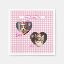 Create Your Own Cute Cat 2 Photo Script Holiday  スタンダードカクテルナプキン
