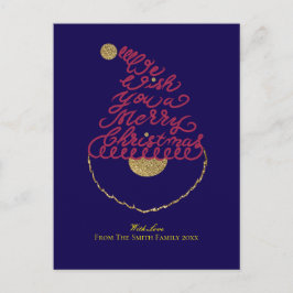 Create Your Own Cute Glitter Santa Christmas  シーズンポストカード