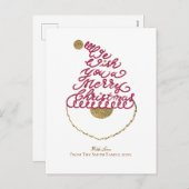 Create Your Own Cute Glitter Santa Christmas  シーズンポストカード (正面/裏面)