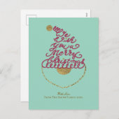 Create Your Own Cute Glitter Santa Christmas  シーズンポストカード (正面/裏面)