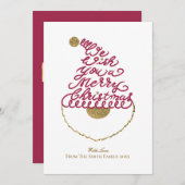 Create Your Own Cute Glitter Santa Christmas Flat  シーズンカード (正面/裏面)