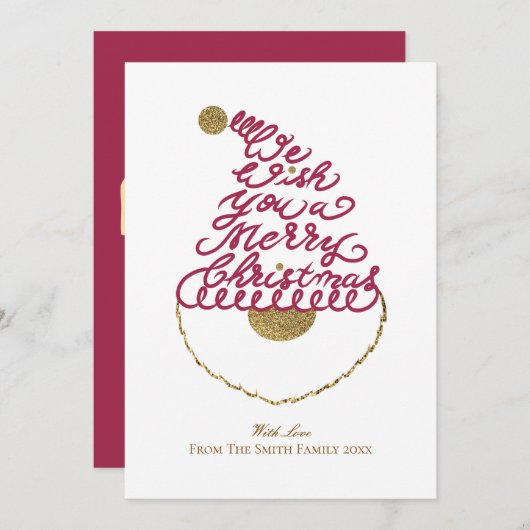 Create Your Own Cute Glitter Santa Christmas Flat  シーズンカード (正面/裏面)