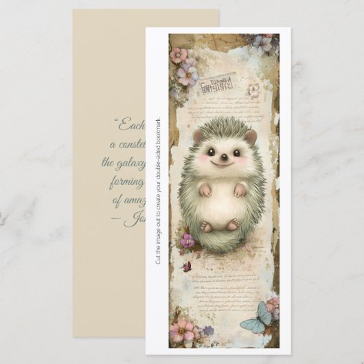 Create Your Own Cute Hedgehog Bookmark Card (正面/裏面)