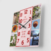 Create Your Own Deco 6 Photo Collage Pink Marbled スクエア壁時計 (傾斜)