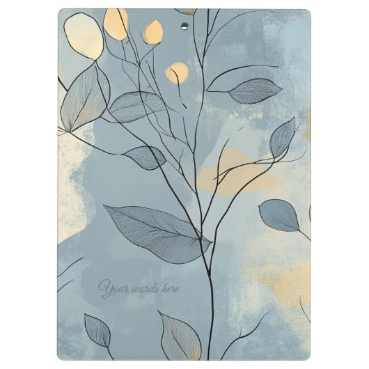 Create Your Own Deep Blue Floral Minimalist クリップボード (裏面)