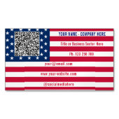 Create Your Own Design QR Code American Flag マグネット名刺 (正面)