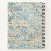 Create Your Own Distressed Blue Damask Love Letter ノートブック (裏面)