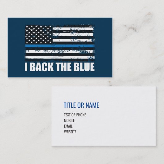 CREATE-YOUR-OWN DIYはブルーライン米国の旗を薄くします 名刺 (正面/裏面)