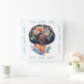 Create Your Own Elegant Black & White Pisces スクエア壁時計 (ホーム)