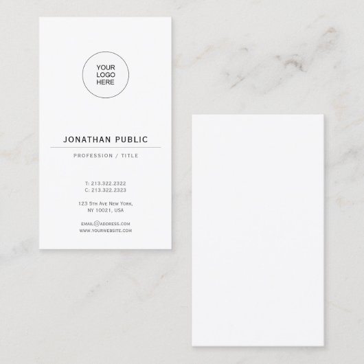 Create Your Own Elegant Glossy Paper Vertical 名刺 (正面/裏面)