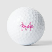 Create Your Own Elegant Monogram Initial Name Pink ゴルフボール (正面)