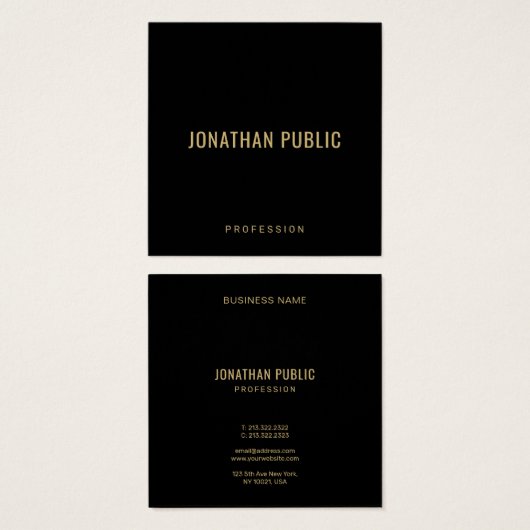 Create Your Own Elegant Template Black Gold (正面&裏面)