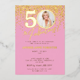 Create Your Own Fabulous Milestone Birthday Photo 箔招待状