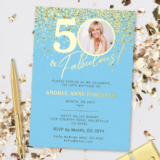 Create Your Own Fabulous Milestone Birthday Photo 箔招待状