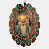 Create your own family photo personal Christmas オーナメントカード (左)