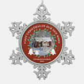 Create your own First Christmas in new home photo スノーフレークピューターオーナメント (正面)