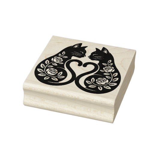 Create Your Own Floral Cats Heart Roses ラバースタンプ (スタンプ)