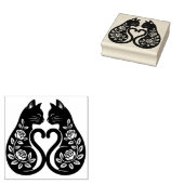 Create Your Own Floral Cats Heart Roses ラバースタンプ (押印)
