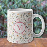 Create Your Own Floral Monogram Personalized コーヒーマグカップ<br><div class="desc">Create your own custom coffee mug with this garden flowers pattern and your initial in any color. You can create custom coffee and tea mugs,  latte mugs,  espresso cups,  glasses,  steins and more. Color options available. Different sizes available.</div>