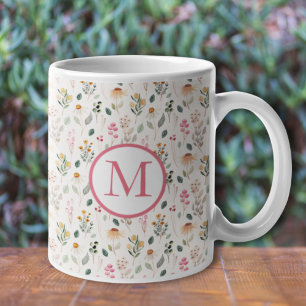 Create Your Own Floral Monogram Personalized コーヒーマグカップ