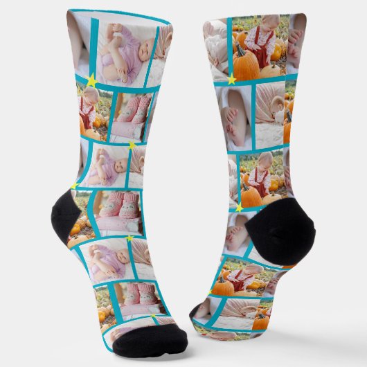 Create your own Fun 5-photo collage Crew  Socks ソックス (傾斜あり)