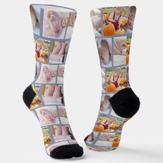Create your own Fun 5-photo collage Crew  Socks ソックス (傾斜あり)