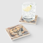 Create Your Own Funny Mr Kitty Calico Cat Wine ストーンコースター (横)
