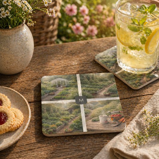 Create your own garden photos monogrammed ストーンコースター