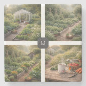 Create your own garden photos monogrammed ストーンコースター (正面)