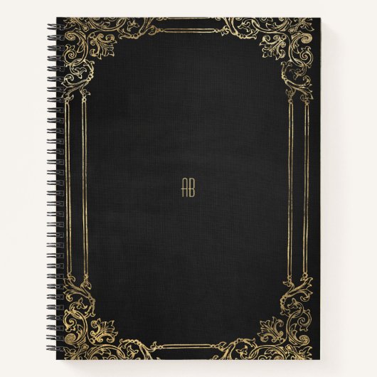 Create Your Own Gilded Black Notebook ノートブック (正面)