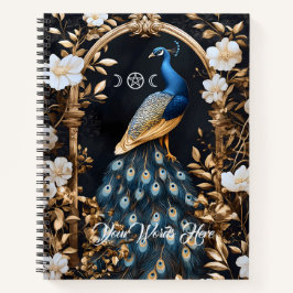 Create Your Own Gilded Blue Peacock Floral ノートブック
