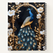Create Your Own Gilded Blue Peacock Floral ノートブック (裏面)