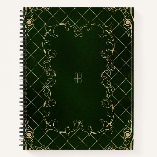 Create Your Own Gilded Dark Forest Green Notebook ノートブック (正面)
