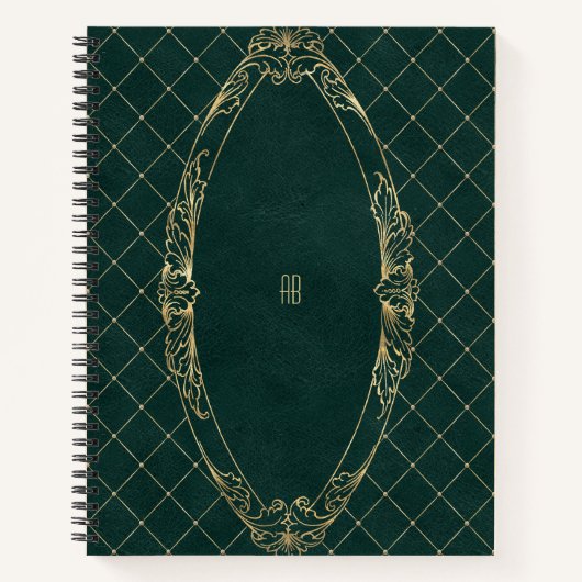 Create Your Own Gilded Dark Green Notebook ノートブック (正面)