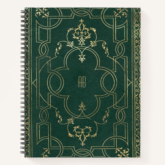Create Your Own Gilded Dark Pine Green Notebook ノートブック (正面)
