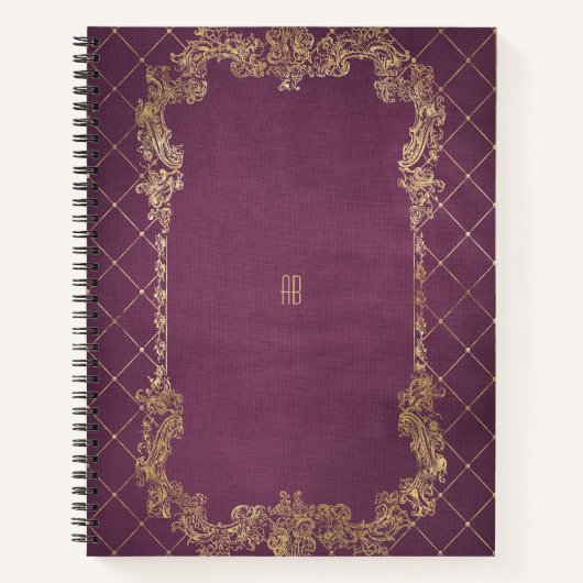 Create Your Own Gilded Magenta Purple Notebook ノートブック (正面)