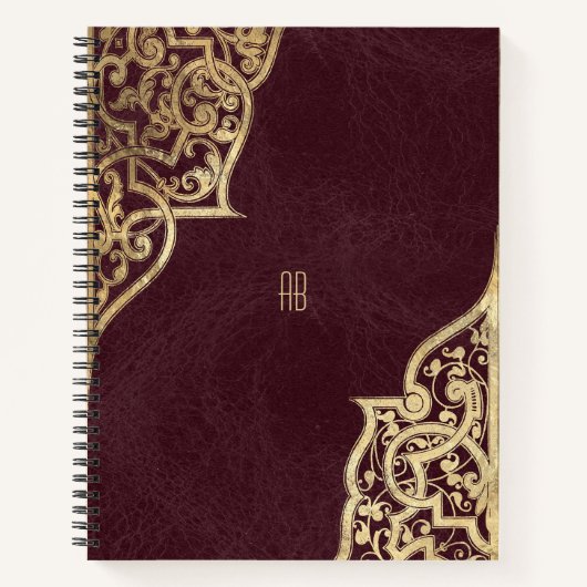 Create Your Own Gilded Maroon Red Notebook ノートブック (正面)