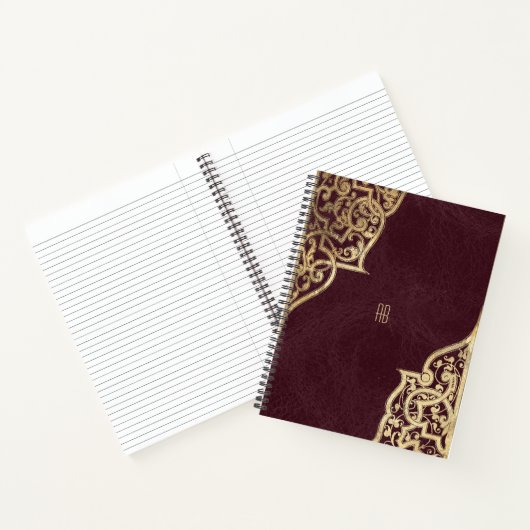 Create Your Own Gilded Maroon Red Notebook ノートブック (内部)