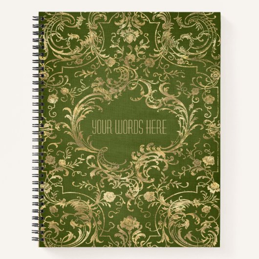 Create Your Own Gilded Olive Green Notebook ノートブック (正面)