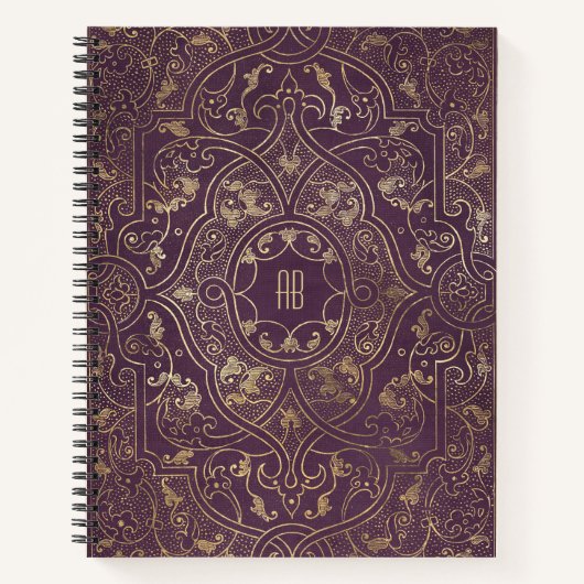 Create Your Own Gilded Plum Purple Notebook ノートブック (正面)